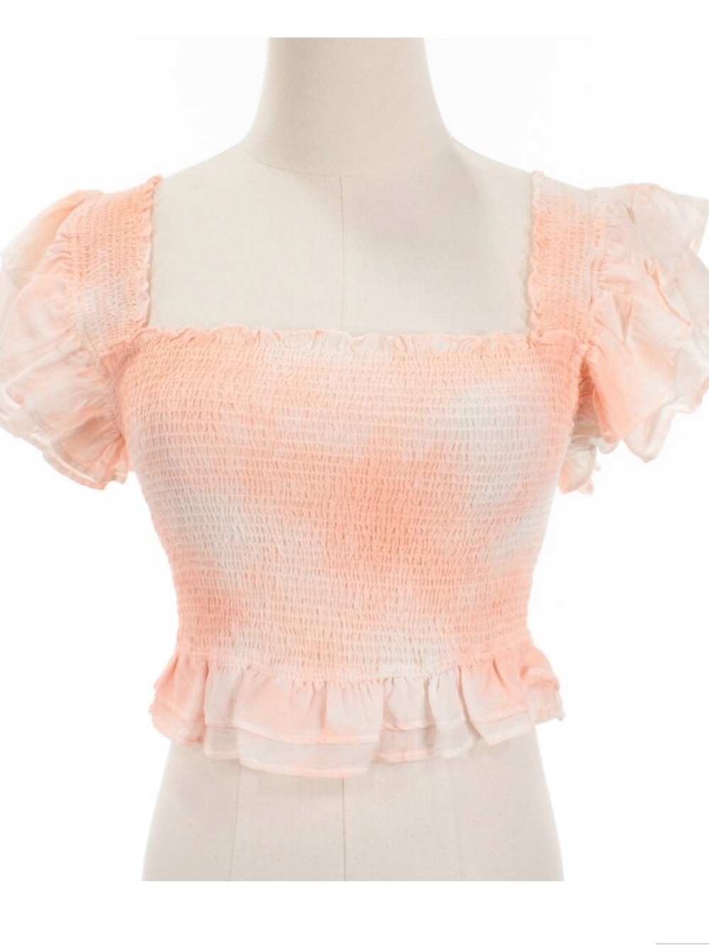 LoveShackFancy Wrennly Peach Twist Top